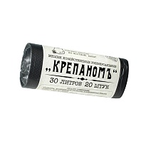Мешки для мусора 30 л, черные, в рулоне 20 шт., ПНД, 7 мкм, 560х440 мм, Крепаномъ, 4607075710580 в Борисоглебске
