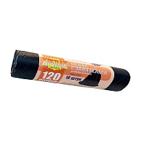 Мешки для мусора 120 л, с завязками, черные, в рулоне 10 шт., ПНД, 16 мкм, 1100х700 мм, Крепак, 4607075710320 в Борисоглебске