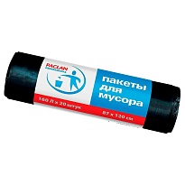 Мешки для мусора 160 л, черные, в рулоне 20 шт., ПВД, 30 мкм, 1200х870 мм, PACLAN Professional, 604082 в Борисоглебске