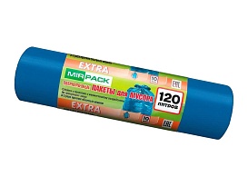 Мешки для мусора 120 л, синие, в рулоне 10 шт., ПНД, 14 мкм, 1100х700 мм, EXTRA, ex1201802 в Борисоглебске