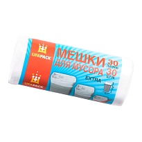 Мешки для мусора 30 л, белые, в рулоне 30 шт., ПНД, 5 мкм, 560х480 мм, Эконом, МЭ2585 (МНЭ 30-30б) в Борисоглебске