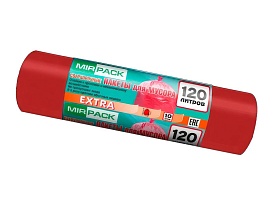 Мешки для мусора 120 л, красные, в рулоне 10 шт., ПНД, 14 мкм, 1100х700 мм, EXTRA, ex1201805 в Борисоглебске