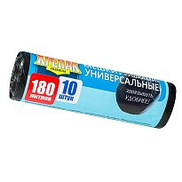 Мешки для мусора 180 л, с ушками, черные, в рулоне 10 шт., ПНД, 20 мкм, 1150х800 мм, Крепак, 4607075710498 в Борисоглебске