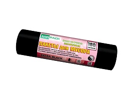 Мешки для мусора 180 л, ароматизированные, черные, в рулоне 10 шт., ПВД, 50 мкм, 1100х930 мм, EXTRA black, 18008301 в Борисоглебске
