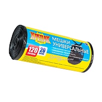 Мешки для мусора 120 л, черные, в рулоне 20 шт., ПНД, 15 мкм, 1100х700 мм, Крепак, 4607075710207 в Борисоглебске