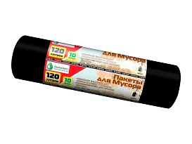 Мешки для мусора 120 л, черные, в рулоне 10 шт., ПНД, 12 мкм, 1100х700 мм, MIRPACK Classik, 1201011 в Борисоглебске