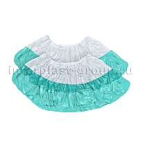 Бахилы бело-бирюзовые 1000 шт (500 пар), 48 мкм, двойная подошва, с одной резинкой, Эконом+ в Борисоглебске Бахилы бело-бирюзовые 1000 шт (500 пар), 48 мкм, двойная подошва, с одной резинкой, Эконом+ в Борисоглебске