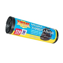 Мешки для мусора 120 л, черные, в рулоне 10 шт., ПНД, 15 мкм, 1100х700 мм, Крепак, 4607075710214 в Борисоглебске