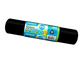 Мешки для мусора 240 л, черные, в рулоне 10 шт., ПВД 80 мкм, 1300х930 мм, EXPORT, exp 24010167 в Борисоглебске