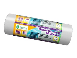 Мешки для мусора 60 л, белые, в рулоне 20 шт., ПНД, 7 мкм, 700х600 мм, MIRPACK Classik, 602052 в Борисоглебске