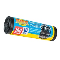 Мешки для мусора 180 л, черные, в рулоне 10 шт., ПНД, 20 мкм, 1150х800 мм, Крепак, 4607075710481 в Борисоглебске