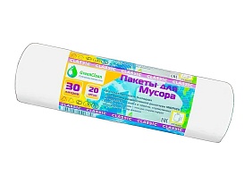 Мешки для мусора 30 л, белые, в рулоне 20 шт., ПНД, 7 мкм, 600х500 мм, MIRPACK Classik, 302042 в Борисоглебске