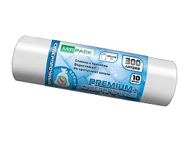 Мешки для мусора 300 л, белые, в рулоне 10 шт., ПВД 70 мкм, 1400х1000 мм, PREMIUM+, 300101602 в Борисоглебске