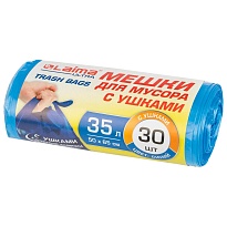 Мешки для мусора 35 л, с ушками, синие, в рулоне 30 шт., ПНД, 11 мкм, 650х500 мм, LAIMA ULTRA, 607684 в Борисоглебске