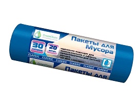 Мешки для мусора 30 л, синие, в рулоне 20 шт., ПНД, 7 мкм, 600х500 мм, MIRPACK Classik, 302041 в Борисоглебске