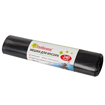 Мешки для мусора 240 л, черные, в рулоне 5 шт., ПВД 30 мкм, 1300х900 мм, Любаша, 605338 в Борисоглебске