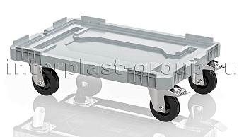 Тележка пластиковая сплошная 2 колеса с тормозом усиленная серая в Борисоглебске
