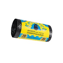 Мешки для мусора 20 л, с ушками, черные, в рулоне 30 шт., ПНД, 10 мкм, 550х440 мм, Крепакоф, 4607075710221 в Борисоглебске